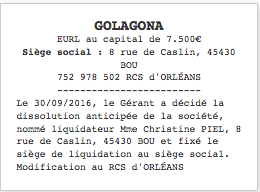 exemple dissolution annonce legale